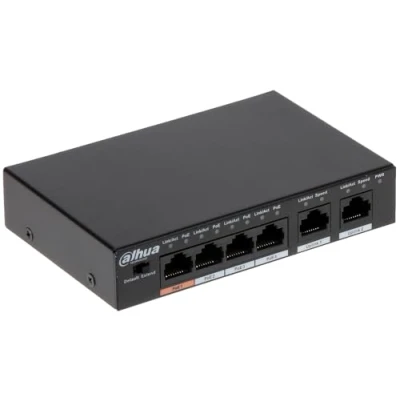 Imagen de DAHUA PFS3006 4ET 60 V2 Watchdog PoE de 4 Puertos 2 Uplink Versión Transmisión hasta 250m