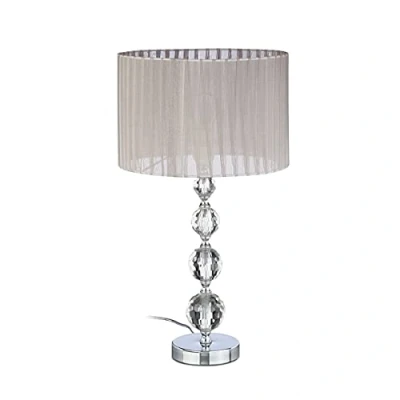 Imagen de Relaxdays Lámpara de Mesa, Diseño Original con Bolas, Tulipa Redonda, Metal Cristal, 53 x 29,5 cm, Gris Plateado