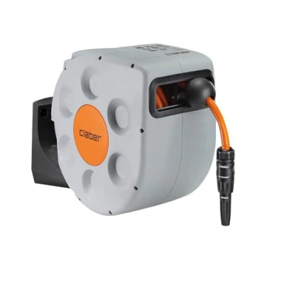 Imagen de Rotoroll Evolution 10 m Claber, Soporte portamanguera automático para montaje mural provisto de Slow Rewind
