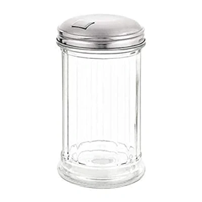 Imagen de Dosificador de cristal para azúcar con agujero lateral y tapa acero inoxidable, 140 x 70 mm
