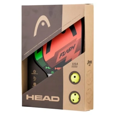Imagen de HEAD Flash Pickleball Pack 2 Palas aprobadas, Pelotas para Exteriores, Bolsa de Transporte
