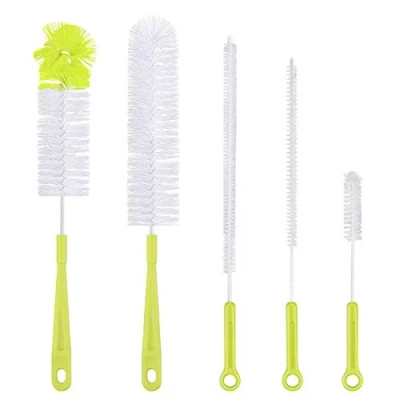 Imagen de 5pcs Botella Cepillo Fijado Varias Aplicaciones Mango Largo Botellas de Limpiador para el Lavado Cerveza Vino Deportes Agua, Tetera, Jarra Estrecha Cuello (5pack a)
