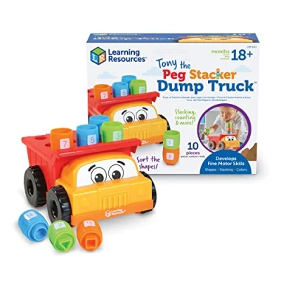 Imagen de Learning Resources Tony, el camión volquete para apilar Clavijas, Regalo de Pascua niños, 18+ Meses, desarrollar la motricidad Fina, Juguetes Preescolar, Multicolor (LER9133)
