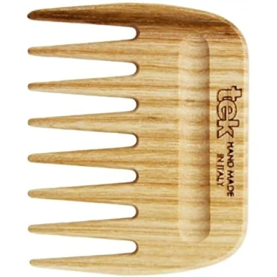 Imagen de TEK Peine Pequeño de Púas Largas en Madera Natural, Hecho a Mano Italia, Para Pelo Muy Rizado, Rizado o Ondulado 9 x 7,5 cm