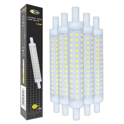 Imagen de CLAR Bombilla LED R7S 118mm 12W, Lamp Equivalente a Halogena de 120 150W, Alargada, Luz Fría 6000ºK (Pack 5)