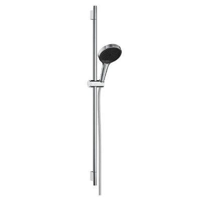 Imagen de hansgrohe Rainfinity set de ducha, ducha mano con barra 90cm, soporte y Designflex flexo textil 160cm, alcachofa 3 tipos chorro, cromo, 28743000