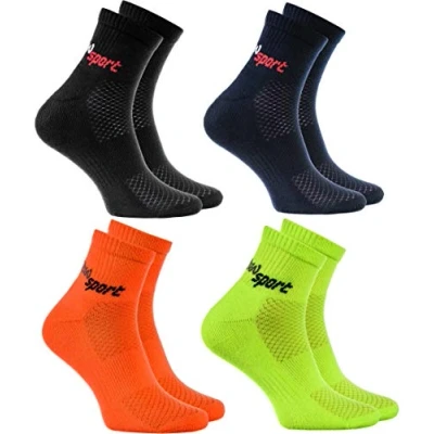Imagen de Rainbow Socks Hombre Mujer Calcetines de Deporte Neon 4 Pares Negro Azul Naranja Verde Talla UE 47 50