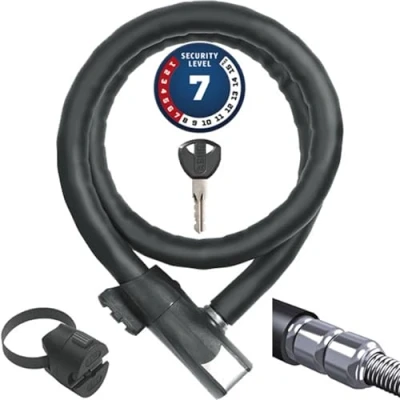 Imagen de ABUS bloqueo de cable blindado Steel O Flex Centuro 860 con soporte QuickSnap RBU acero blindaje fundas nivel seguridad 7 110 cm, negro