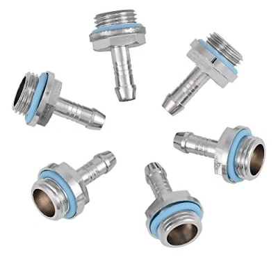 Imagen de Bewinner Barb Fittings 6 PCS Conector de Rosca G1 / 4 Dos toques enfriamiento por Agua para Tubo, Acero Inoxidable(7.2mm)