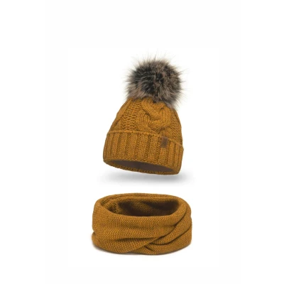 Imagen de Vivisence 7014 Beanie AND LOOP Scarf SET Braga, Mujer, Talla: One Size, Dark yellow