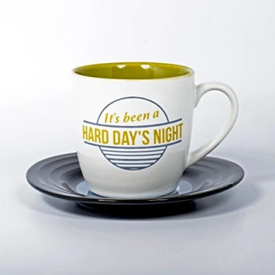 Imagen de Thumbs Up lmmughdn Hard Day &#039;s Night Conjunto de Taza/Plato cerámica Blanco 15,7 x 10 cm
