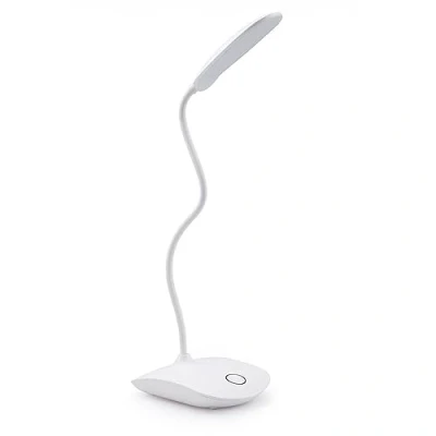 Imagen de lámpara de mesa LED, escritorio, noche, luz, lámpara, giratoria, base flexible, regulable, funciona con pilas, blanco