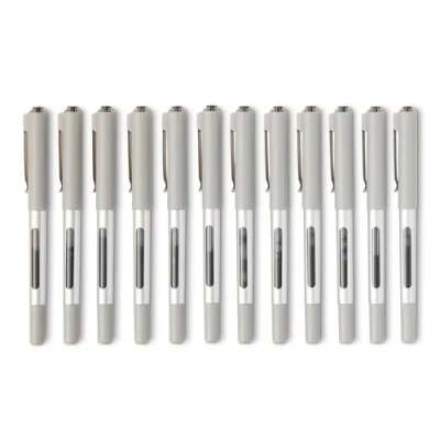 Imagen de Amazon Basics Bolígrafos rollerball de tinta líquida, punta fina, 0,7mm, negro, paquete 12