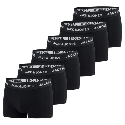 Imagen de JACK &amp; JONES Calzoncillos tipo bóxer para hombre, Paquete de 6 unidades, básicos, elásticos, ropa interior, retro, algodón, negro, rojo, verde, azul, gris, S, M, L, XL, XXL, XXXL, 6, M