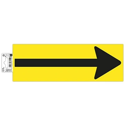 Imagen de Exacompta Ref. 67115E 1 tira adhesiva Símbolo de marcado suelo En forma &quot;flecha&quot; negra sobre fondo amarillo PVC tratado antideslizante y resistente a los rayos UV Dimensiones del