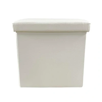 Imagen de Nyana Puff Ottoman Cuadrado Polipiel Plegable 38x38x38cm Home Gran Almacenaje Estilo Otomano Resistente (Beige)