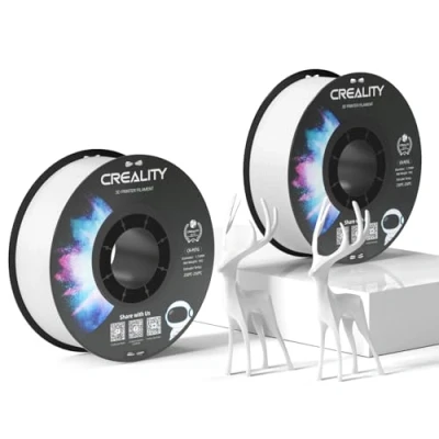 Imagen de Creality filamento PETG oficial blanco, para impresora 3D de 1,75 mm, 2 kg, sin enredos, fuerte unión y rendimiento saliente, precisión dimensional +/ 0,03 mm