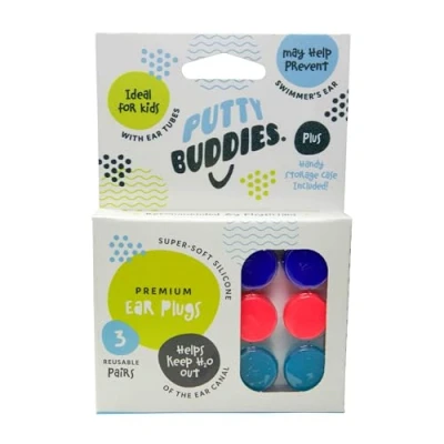 Imagen de Putty Buddies Tapones para los oídos de natación originales (3 pares) Púrpura