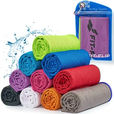 Imagen de Cooling Towel Deporte y Gimnasio Toallas de Microfibra/Toalla fría como Toalla refrigeración para Correr, Viajar Yoga Airflip Color: Violeta Verde neón, tamaño: 120x35cm