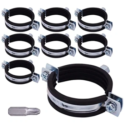 Imagen de SKIR&#039;CO (8 piezas) soportes de tubería con forro goma para tuberías 60 64 mm, abrazaderas tubería, montaje en pared y techo