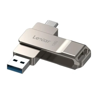 Imagen de Lexar D40E 128 GB Unidad de Almacenamiento USB 3.2 Gen 1 Type C Flash Carcasa Metal Diseño Giratorio (LJDD40E128G BNSNG)