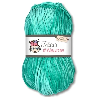 Imagen de Frida&#039;s Wollhaus 864 Ovillo de lana chenilla fina para tejer, 100 g, aterciopelada, suave, 29 colores (864 turquesa)