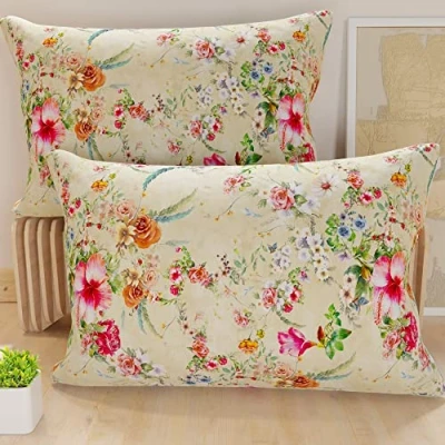 Imagen de PETTI Artigiani Italiani Par de Fundas Almohada 80 x 40 cm Microfibra, Cojines para decoración Dormitorio, sofá, salón, Juego 2 cojín, Funda cojín Spring Color Pardo