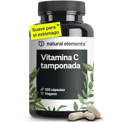 Imagen de Vitamina C tamponada 500mg 120 cápsulas veganas inocua para el estómago, pH neutro de la fermentación maíz no transgénico producida y probada en laboratorio Alemania