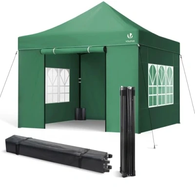 Imagen de VOUNOT Carpa Plegable Gazebo 3x3m con 4 Paredes, Cenador Impermeable Pabellón de Jardín para Camping, Fiestas, Exterior, Color Verde