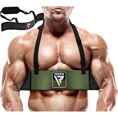 Imagen de RDX Arm Blaster Biceps Isolator, 23 Curl Bar Levantamiento de Pesas Aislador Brazo Muscle Builder, 42 Ajustable Triceps Building Trainer, Bomber Weightlifting Strength Training