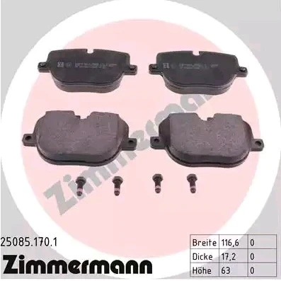 Imagen de ZIMMERMANN 25085.170.1 Juego de pastillas freno preparado para indicador desgaste con tornillos Foto correspondiente a la entrega