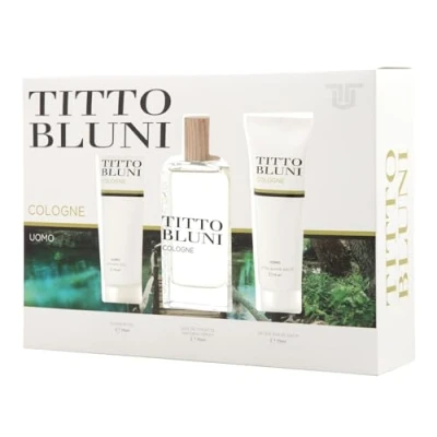 Imagen de TITTO BLUNI Cologne Uomo, Estuche de Regalo Hombre, Colonia 75 ml + After Shave Gel Baño ml, Perfume Formato Spray, Eau Toilette Natural y Masculina, Aroma Amaderado Aromático