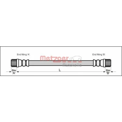 Imagen de METZGER 4111152 Latiguillos de Freno 260 F10 x 1 CITROËN: Xsara Hatchback, Picasso, Berlingo II, PEUGEOT: Partner I Furgón, Combispace