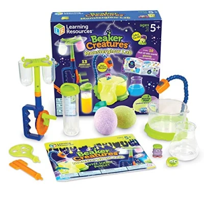 Imagen de Learning Resources Set de Laboratorio con Monstruos Que Brillan en la Oscuridad Monsterglow Beaker Creatures, Stem, Juguete para Realizar un Experimento científico, 5+ años