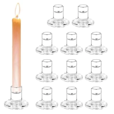 Imagen de 12 portavelas De Vela Modernos, Cristal Transparente 5,8 x 6,8 cm, Candelabros para Velas Ahusados, Decoracion Decorar en Casa, Bodas y Fiestas