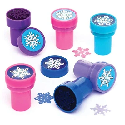 Imagen de Baker Ross AR771 Sellos con entintado automático en Forma de Copo Nieve (Pack 10) para Manualidades navideñas Infantiles