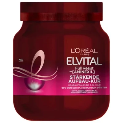 Imagen de L&#039;Oréal Paris Elvital Tratamiento capilar contra la caída del cabello, sin parabenos ni siliconas, para cabello fuerza, con biotina, provitamina B5 y arginina, Full Resist Multi Power Kur, 1 x 680