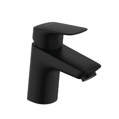 Imagen de hansgrohe Logis grifo lavabo con vaciador automático, monomando 67 mm, mezclador ahorro de agua (EcoSmart), negro mate, 71070670