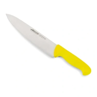 Imagen de Arcos Cuchillo Cheferies 2900 Hoja Acero Inoxidable Nitrum 10&quot; Mango polipropileno amarillo Plateado Codificado por colores para laeguridad alimentaria (7&#039;&#039;)