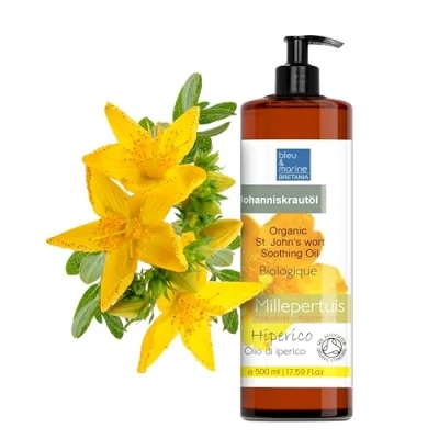 Imagen de Aceite de Hiperico, Hierba San Juan, Hidratante, Facial, Piel Seca, Alivio Pieles Irritadas, Cicatrizante, Portador, Masaje Relajante, Corporal, Anticelulitico, Muscular 500 ml