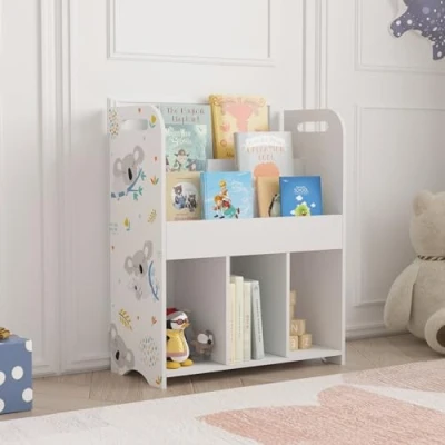 Imagen de [en.casa] Estantería Infantil Røyrvik con 6 Compartimentos Abiertos Organizador Juguetes de Pie para Niños Dormitorio Guardería Aglomerado 75x80x40cm Blanco Motivo Koala