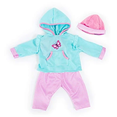 Imagen de Bayer Design Ropa 42 a 46cm, Accesorios para muñeca, Pantalones, Top y Gorra, Conjunto, Traje con Mariposa, Color turquesa, rosa (84675AA) , color/modelo surtido