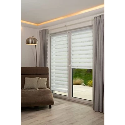 Imagen de Khome Klemmfix Doppelrollo Estor Doble con Sistema de fijación, Poliéster, Blanco, 150 x 85 cm