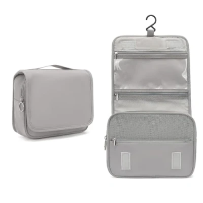 Imagen de Kono Neceser Viaje Impermeable de Gran Capacidad Maquillaje, Maquillaje Grande para Hombre y Mujer, Bolsa Aseo con Gancho Colgante Mujer (Grey)