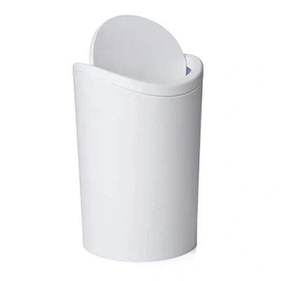 Imagen de Tatay Papelera Baño con Tapa Basculante, 6L de Capacidad, Polipropileno, Libre BPA, Color Blanco, Medidas 19 x 28 cm