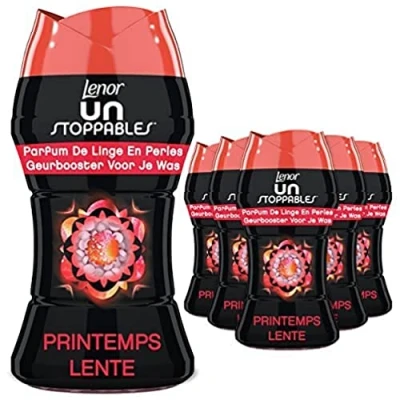 Imagen de Lenor Unstoppables Perfume de lino con perlas para lavandería, 66 lavados (154 g x 6), primavera, frescura sin parar hasta 12 semanas almacenamiento