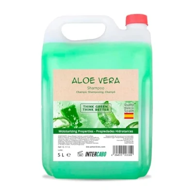 Imagen de Intercabo Garrafa de 5 Litros Champú Aloe vera Shampoo natural Champu para Hospedajes todo tipo Cabello Hidratación Profunda y Reparación del