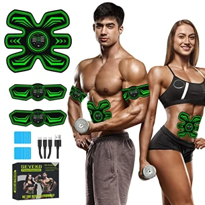 Imagen de SEVEKO Electroestimulador Muscular Abdominales, EMS Estimulador Abdominal, Abdominales en Casa, Cinturon 8 Modos y 15 Intensidades, 10 Hidrogeles de Repuesto, Unisex