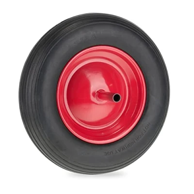 Imagen de Relaxdays 3.50 8 Rueda Carretilla, Goma con Eje Fijo, Llanta de Acero, Neumático Repuesto, hasta 120 kg, Negro/Rojo