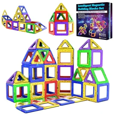 Imagen de Desire Deluxe Bloques de Construcción Magnéticos Infantiles Juego Creativo Educativo 40 Piezas Formas Geométricas con Imanes para Estimular la Imaginación Niños y Niñas